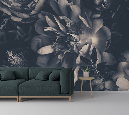 Wallpaper Floral Grayscale