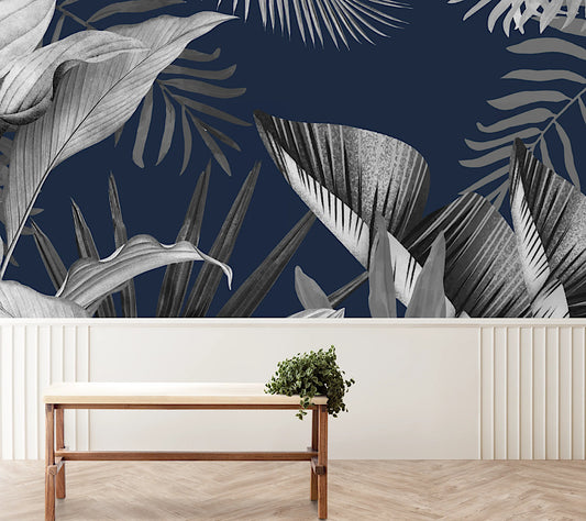 Wallpaper Palm Leaf  Black & White